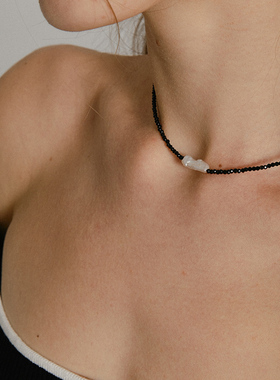 WEARRING黑尖石珍珠项链