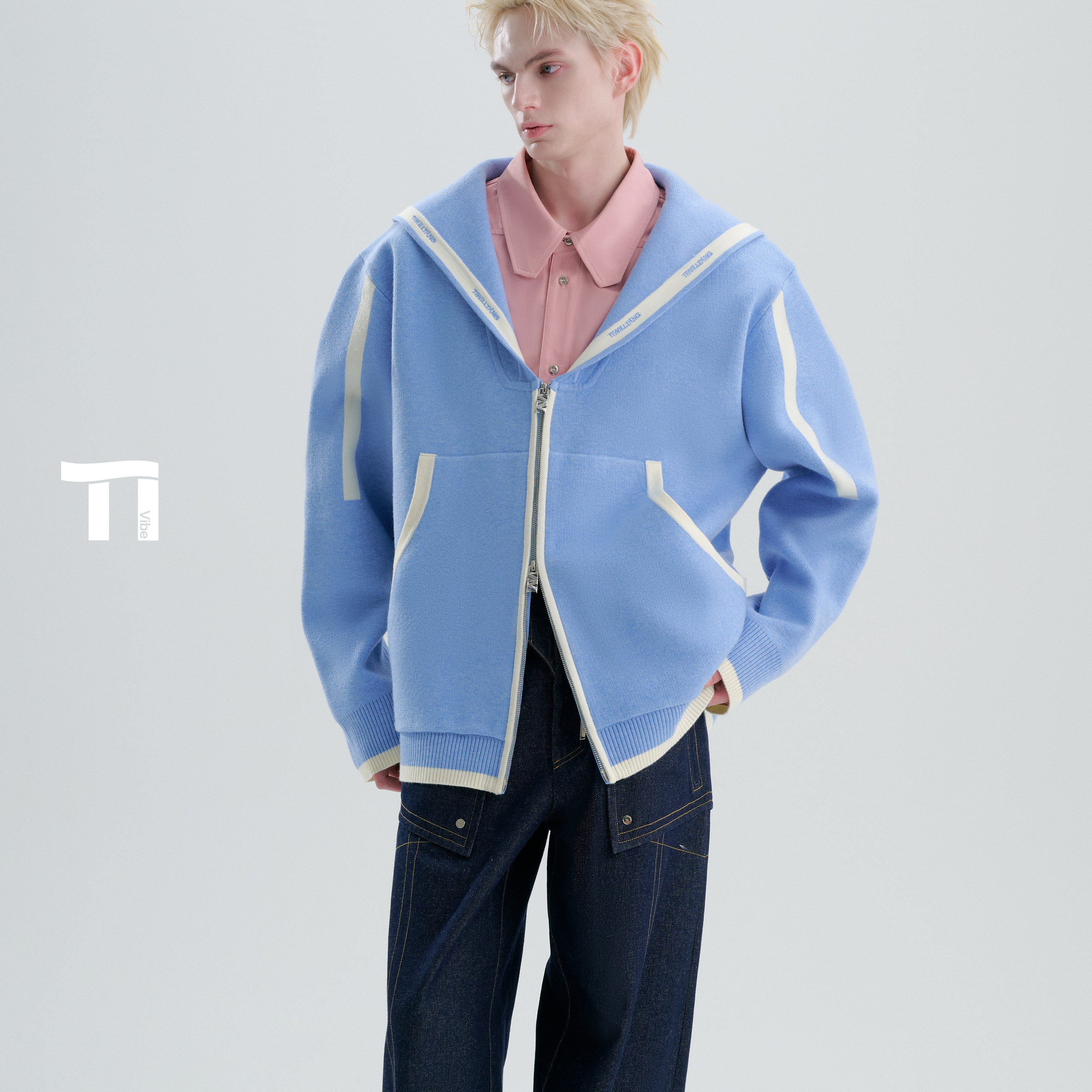 启世录TIWILLTANG“钰珏净谧”航迹翎线领间昭熙条纹解构撞色开衫,淘宝优惠券,粉丝福利购,淘宝优惠卷