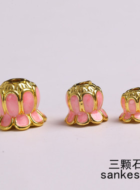 diy粉色烤蓝掐丝花帽