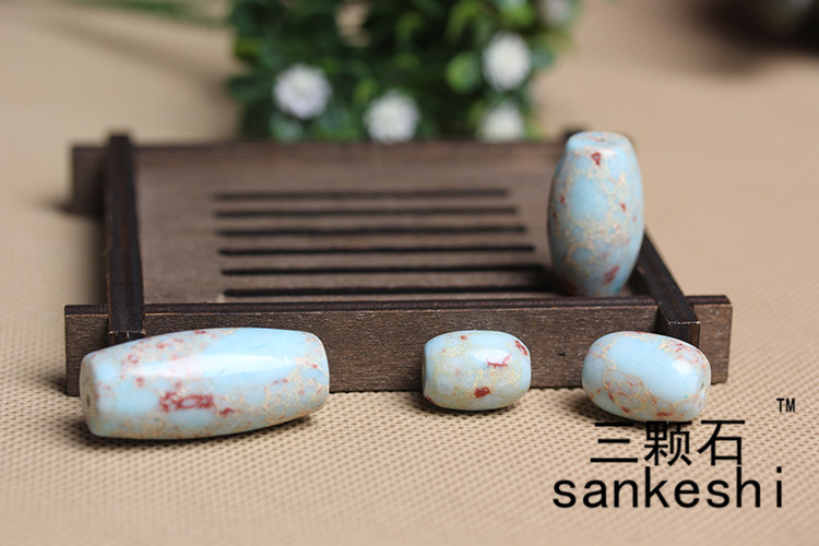 寿山石桶珠 鼓珠 隔珠 腰珠 DIY饰品手工制作材料散珠半成品 - 图0