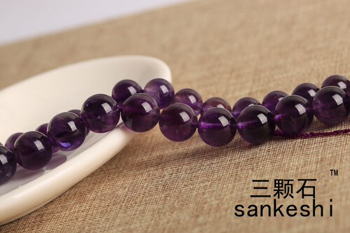 DIY手工手链饰品配件材料 3A级天然乌拉圭紫水晶散珠子 4-12MM - 图3