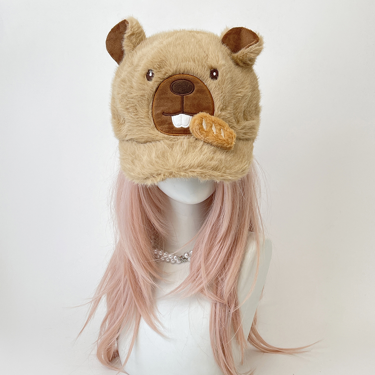 韩版可爱小兔子的好朋友土拨鼠毛绒绒保暖棒球帽学生保暖鸭舌帽潮 - 图3