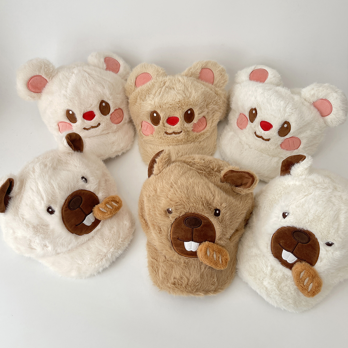 韩版可爱小兔子的好朋友土拨鼠毛绒绒保暖棒球帽学生保暖鸭舌帽潮 - 图1