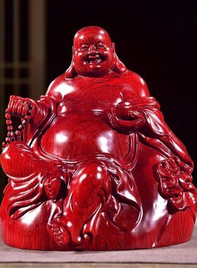 花梨木雕摆件弥勒佛实木质雕刻大