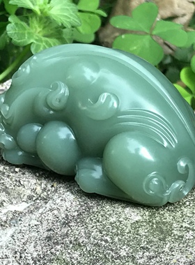 高品质碧玉鸭蛋青粉青貔貅守护 品质到顶  细度过灯  重量80多克