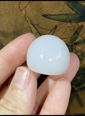 新疆和田玉籽料面包戒 一级白油性脂粉好 玉种糯 17.5（港码16#）