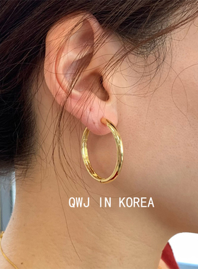 韩国进口S勾金色银色耳圈