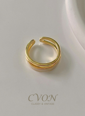 CVON金属法式气质开口戒指