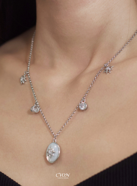 天然贝壳贝母项链八芒星颈链女小众设计感高级轻奢气质百搭锁骨链