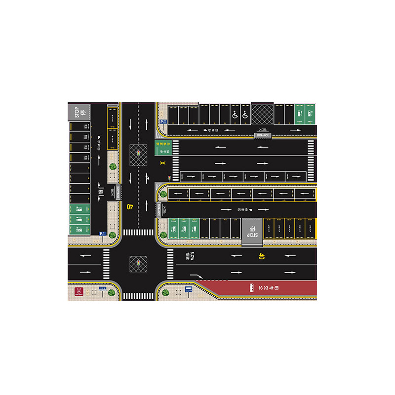 儿童交通城市地图红绿灯玩具停车场爬行防水地垫幼儿园益智停车位-图3