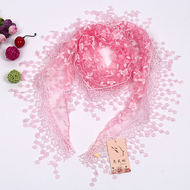 三角巾春秋新款蕾丝流苏丝巾女小碎花披肩围巾民族风百搭头巾纱巾,淘宝优惠券,粉丝福利购,淘宝优惠卷