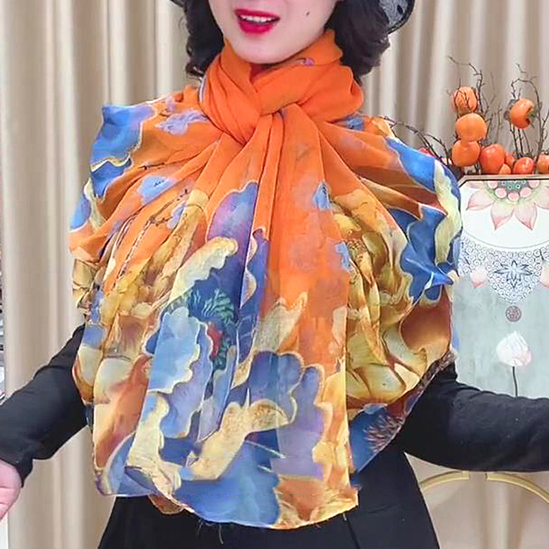 秋冬季新款云纹纱印花长款时尚百搭丝巾网红洋气保暖披肩围巾围脖,淘宝优惠券,粉丝福利购,淘宝优惠卷