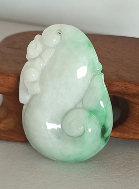 福在眼前天然翡翠吊坠男女项链玉石挂件自然光实拍