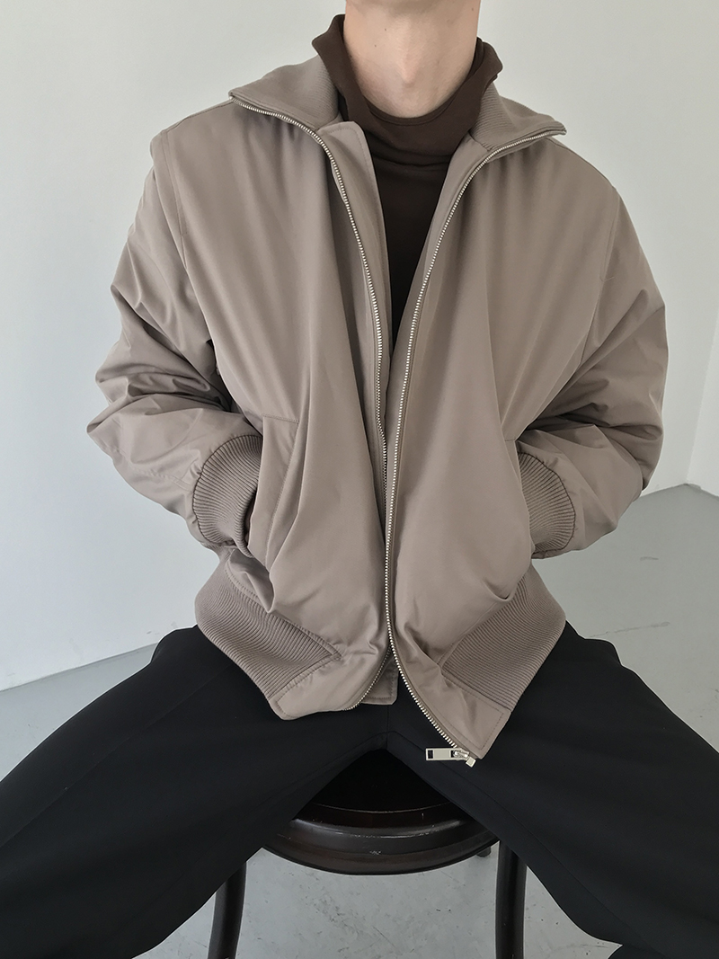 COLN针织可翻立领短款棉服 - 图0