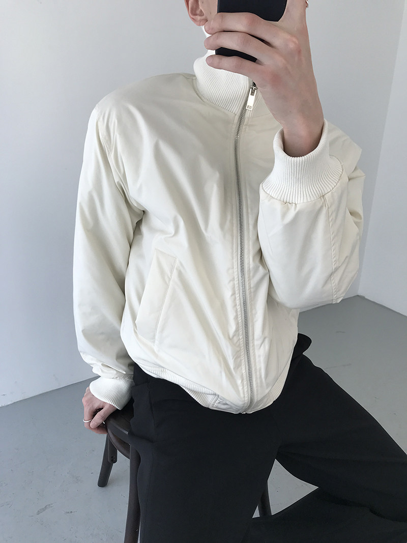 COLN针织可翻立领短款棉服 - 图3