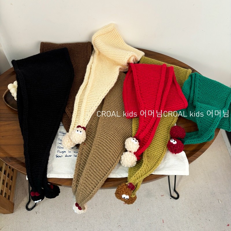 CROAL韩国儿童围巾可爱小煤球粗毛线男女童围脖凹造型围脖三角巾,淘宝优惠券,粉丝福利购,淘宝优惠卷