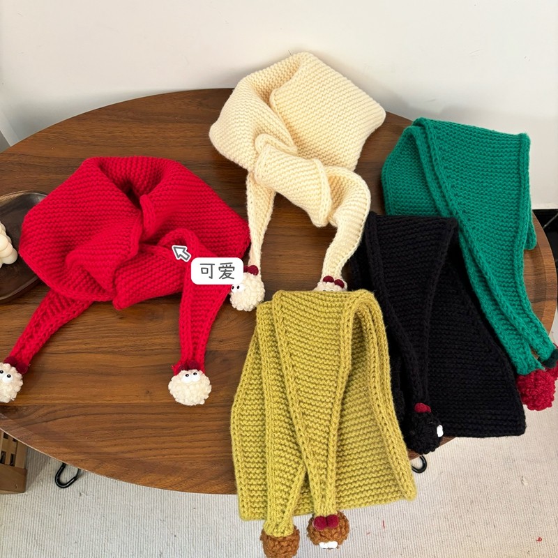 CROAL韩国儿童围巾可爱小煤球粗毛线男女童围脖凹造型围脖三角巾,淘宝优惠券,粉丝福利购,淘宝优惠卷