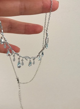 蓝色锆石水晶水滴吊坠