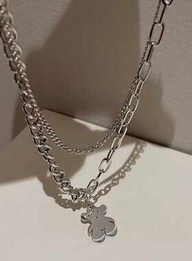 千亿少女韩国简约设计锁多层链条