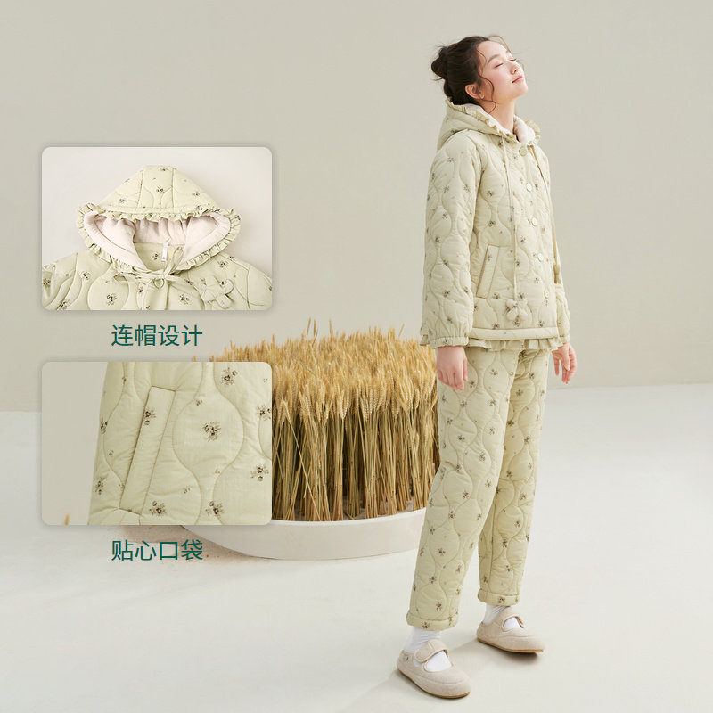 安之伴【巨保暖】三层加厚夹棉睡衣女冬季珊瑚绒可外穿冬款家居服,淘宝优惠券,粉丝福利购,淘宝优惠卷