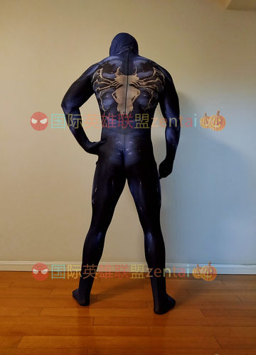 成人儿童男款动漫电影毒液蜘蛛侠连体紧身衣Symbiote Cosplay套装 - 图1