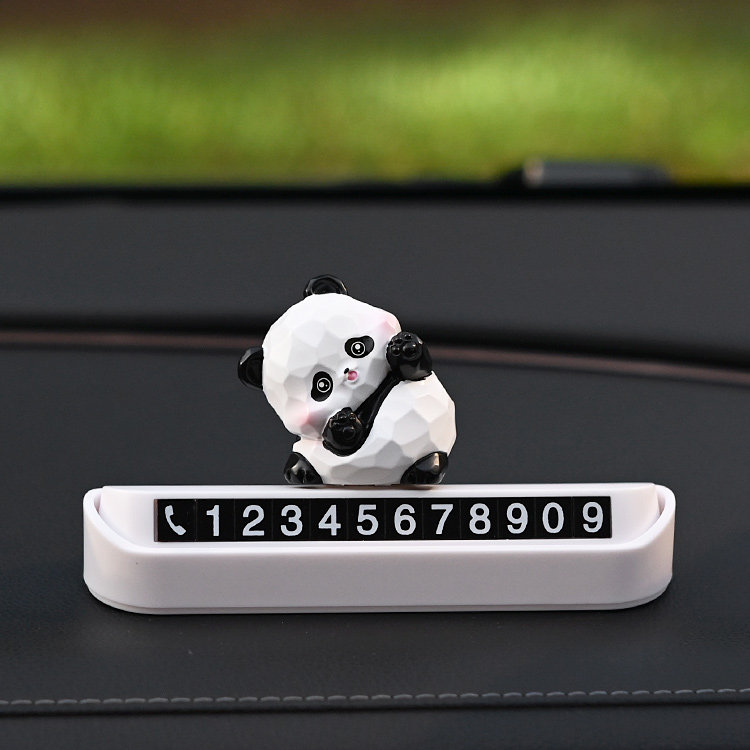 胖哒熊猫车载隐藏式挪车电话牌汽车临时停车号码牌车内饰用品摆件,淘宝优惠券,粉丝福利购,淘宝优惠卷