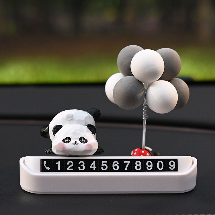胖哒熊猫车载隐藏式挪车电话牌汽车临时停车号码牌车内饰用品摆件,淘宝优惠券,粉丝福利购,淘宝优惠卷
