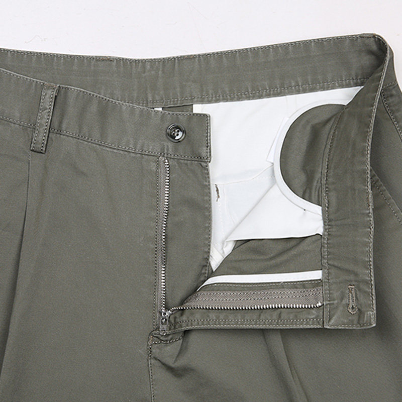 Summer casual pants, thin, cotton double pleated, loose, iron-free men's pants, good trousers for middle-aged and elderly people