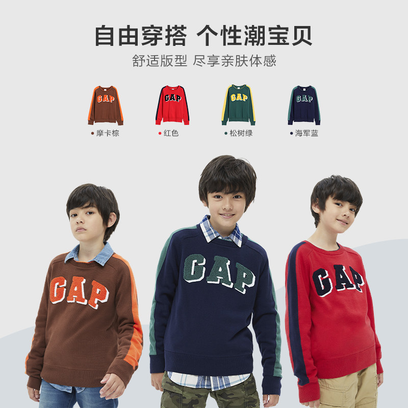 gap男幼童logo加绒春季潮抓绒毛衣 Gap毛衣/针织衫