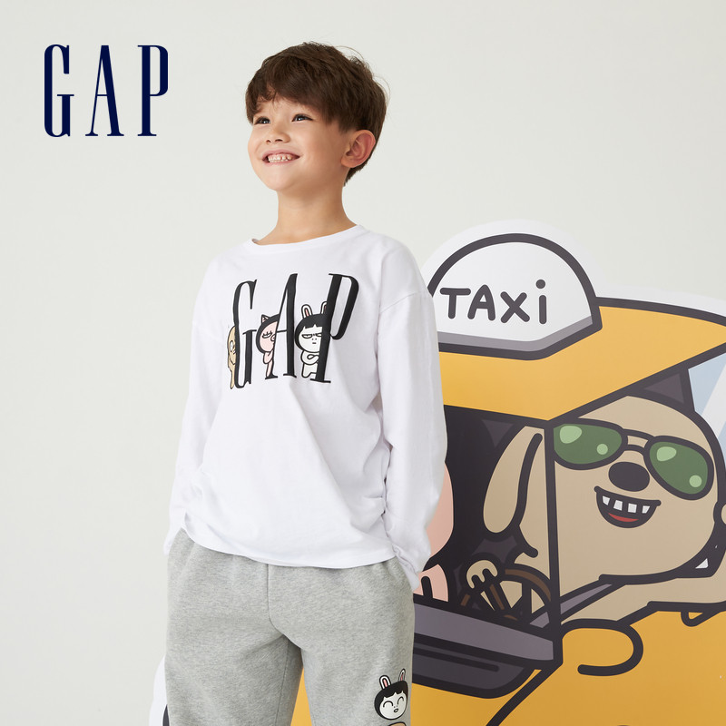 【hozo联名】gap男女童纯棉长袖t恤 GapT恤