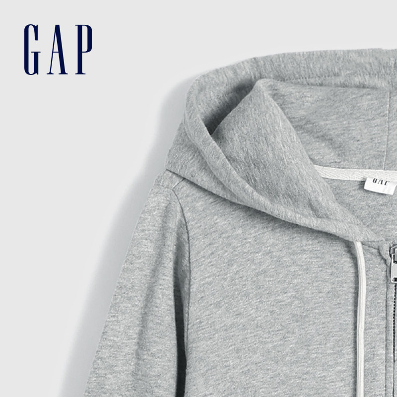 gap女装简约纯色拉链连帽衫卫衣 Gap卫衣/绒衫