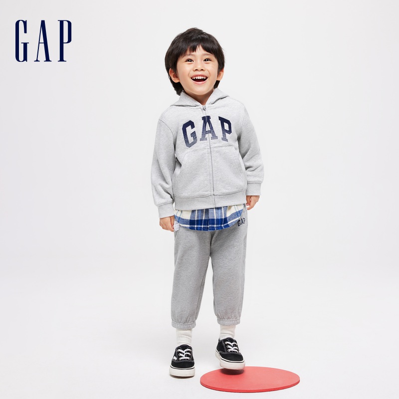 Gap男幼童2024春季新款渐变刺绣LOGO连帽卫衣儿童宽松外套429225