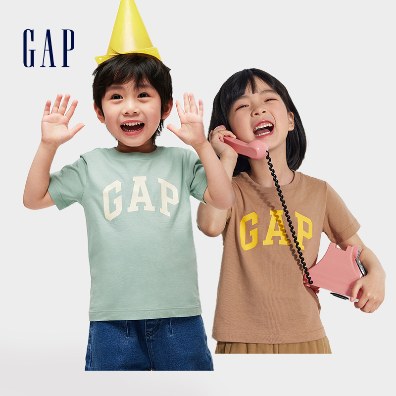 【香菇618】Gap男女童两件装夏季LOGO纯棉短袖T恤时尚百搭亲子装主图0