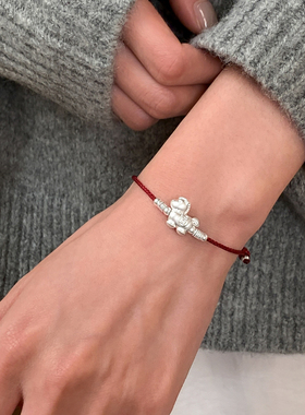 巷南999纯银马上有钱手链红绳女