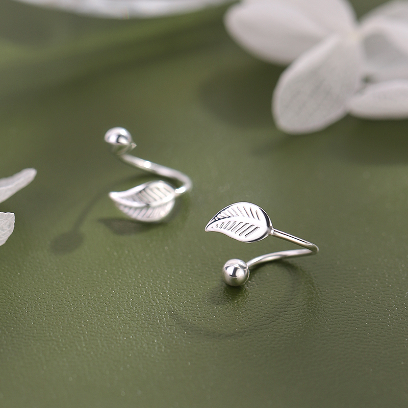 【巷南】999纯银树叶耳钉睡觉免摘女2025新款爆款养耳洞耳环耳饰 - 图2