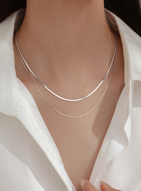 巷南925纯银双层蛇骨项链轻奢女