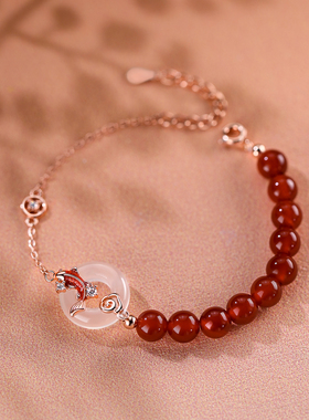 巷南999纯银锦鲤平安扣手链过年