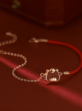 巷南999纯银红运萌马手链轻奢女