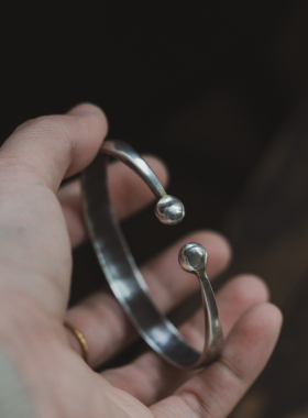 复古奶奶镯 9999 纯银手镯