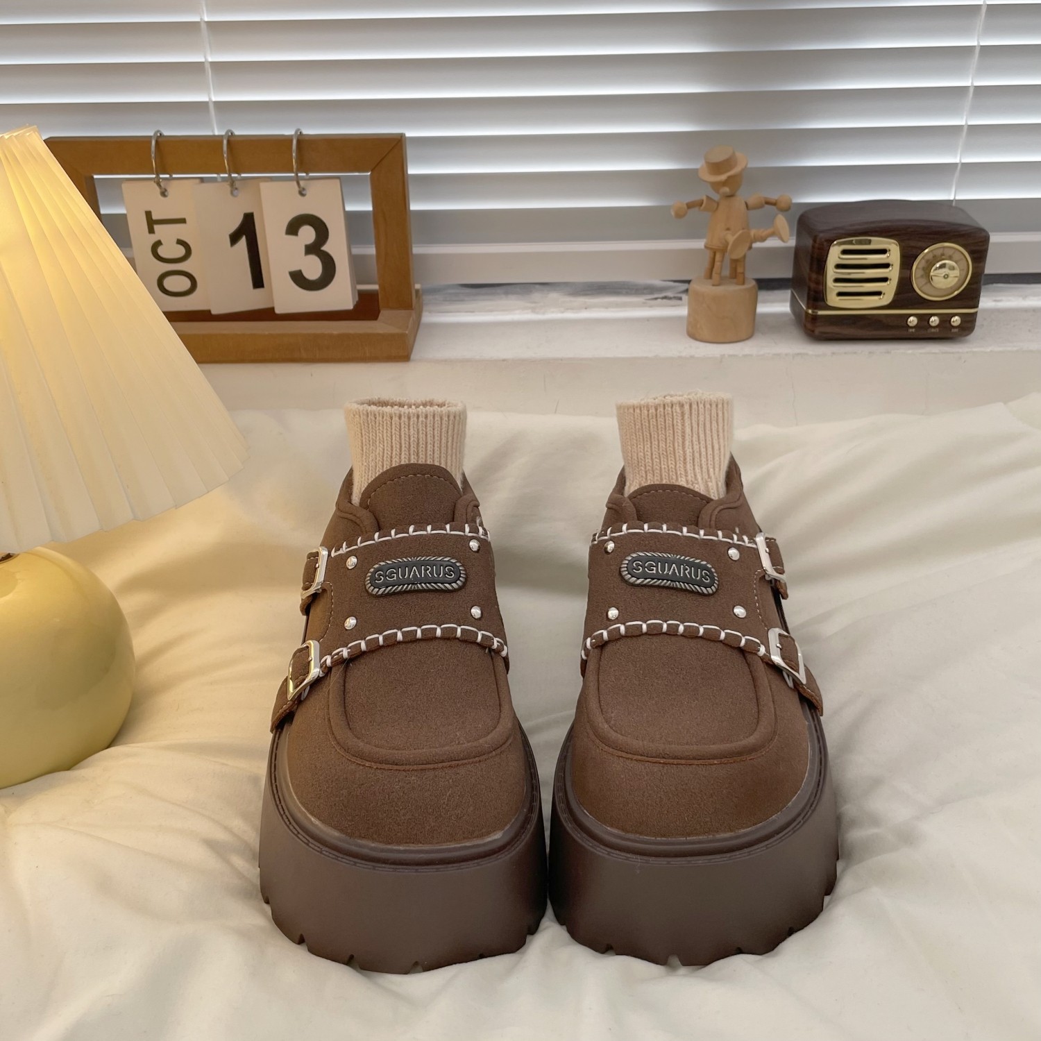 冬季保暖一脚蹬雪地靴女松糕厚底增高乐福鞋小个子单鞋玛丽珍女鞋,淘宝优惠券,粉丝福利购,淘宝优惠卷