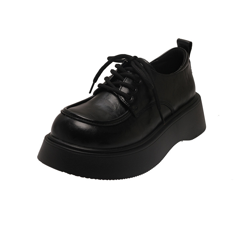 乐福鞋女2025新款软底不累脚黑色系带小皮鞋厚底增高单鞋松糕女鞋,淘宝优惠券,粉丝福利购,淘宝优惠卷