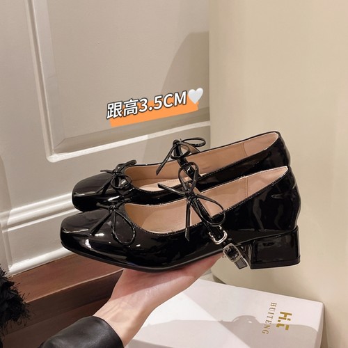 银色法式芭蕾玛丽珍女鞋单鞋女粗跟高跟鞋百搭气质配裙子小皮鞋jk - 图2