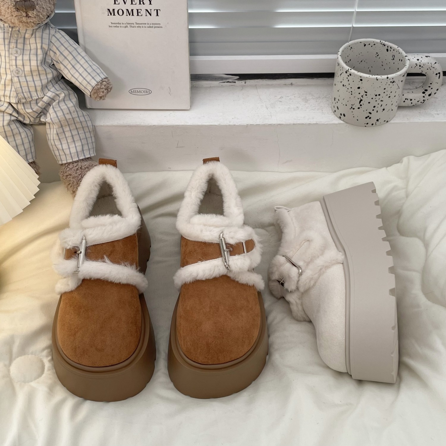 小个子鞋子女松糕厚底女鞋保暖毛毛鞋雪地靴冬季2025新款加绒棉鞋,淘宝优惠券,粉丝福利购,淘宝优惠卷