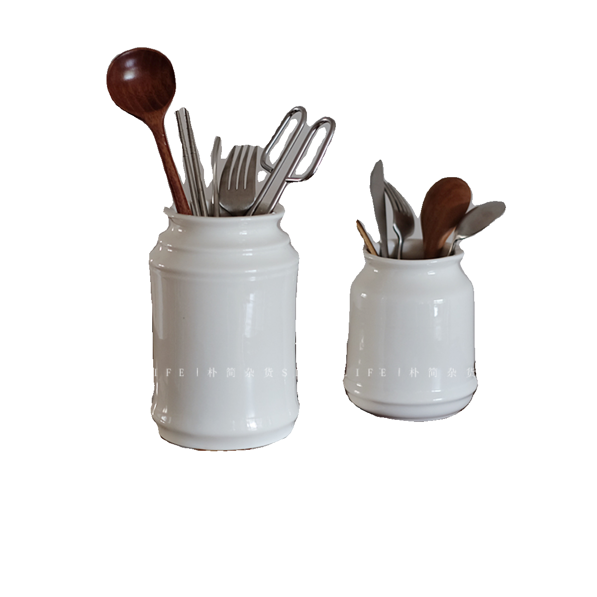 日式陶瓷厨房收纳罐 白色餐具收纳罐 筷子笼餐具工具筒,淘宝优惠券,粉丝福利购,淘宝优惠卷