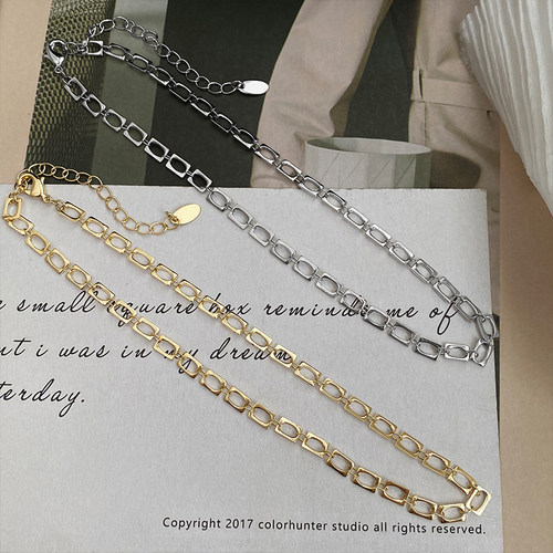 欧美简约金属项链女ins小众设计感短款锁骨链子气质choker脖颈链 - 图0