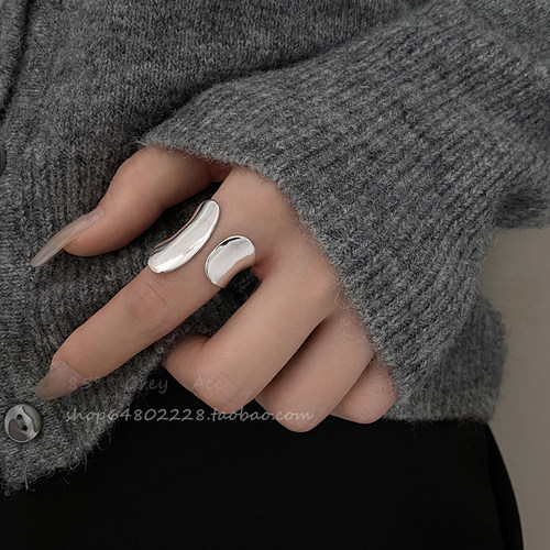 小众设计感不规则宽面戒指女简约百搭重工开口指环时尚气质食指戒 - 图3