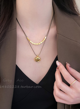 金色双层叠戴项链女款秋冬