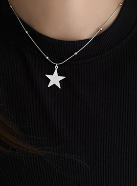 钛钢不掉色气质五角星项链