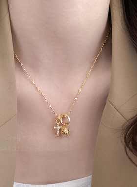 十字架闪钻吊坠项链女2025新款