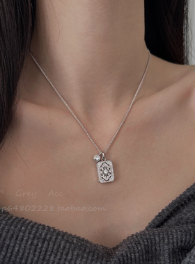 不掉色满钻无事牌项链女款